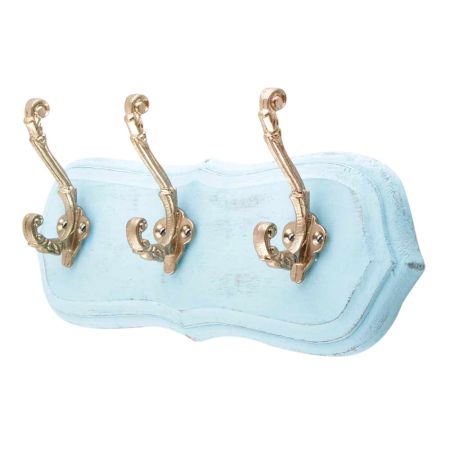 Turquoise Golden Small Wall Wooden Iron Hooks